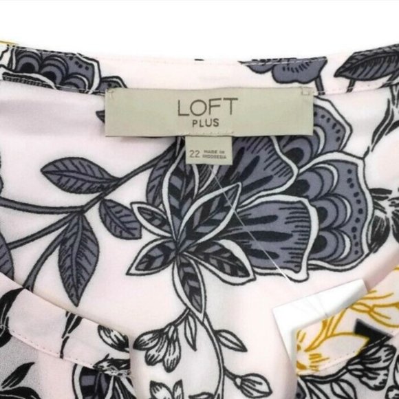 Loft Plus Pink Floral Print Long Sleeve Semi Sheer Blouse Womens Size 22 - Picture 12 of 16